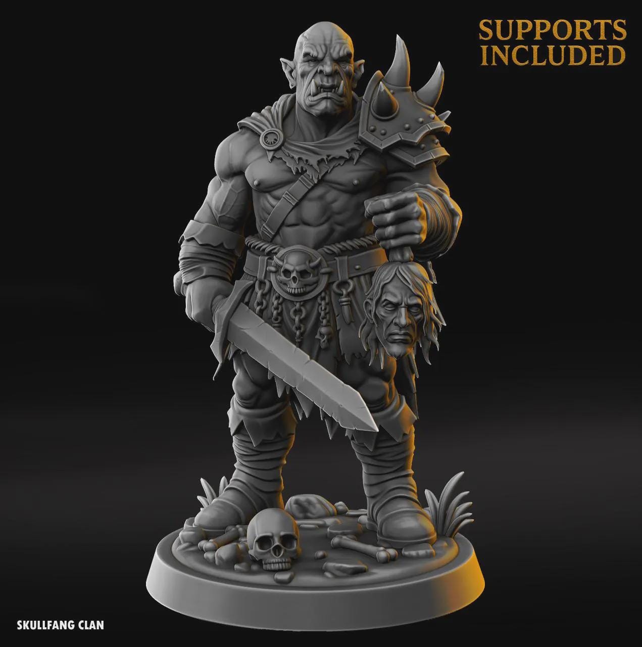 Orc Warrior - Fantasy Tabletop Wargame Model 3D Resin Printed DnD