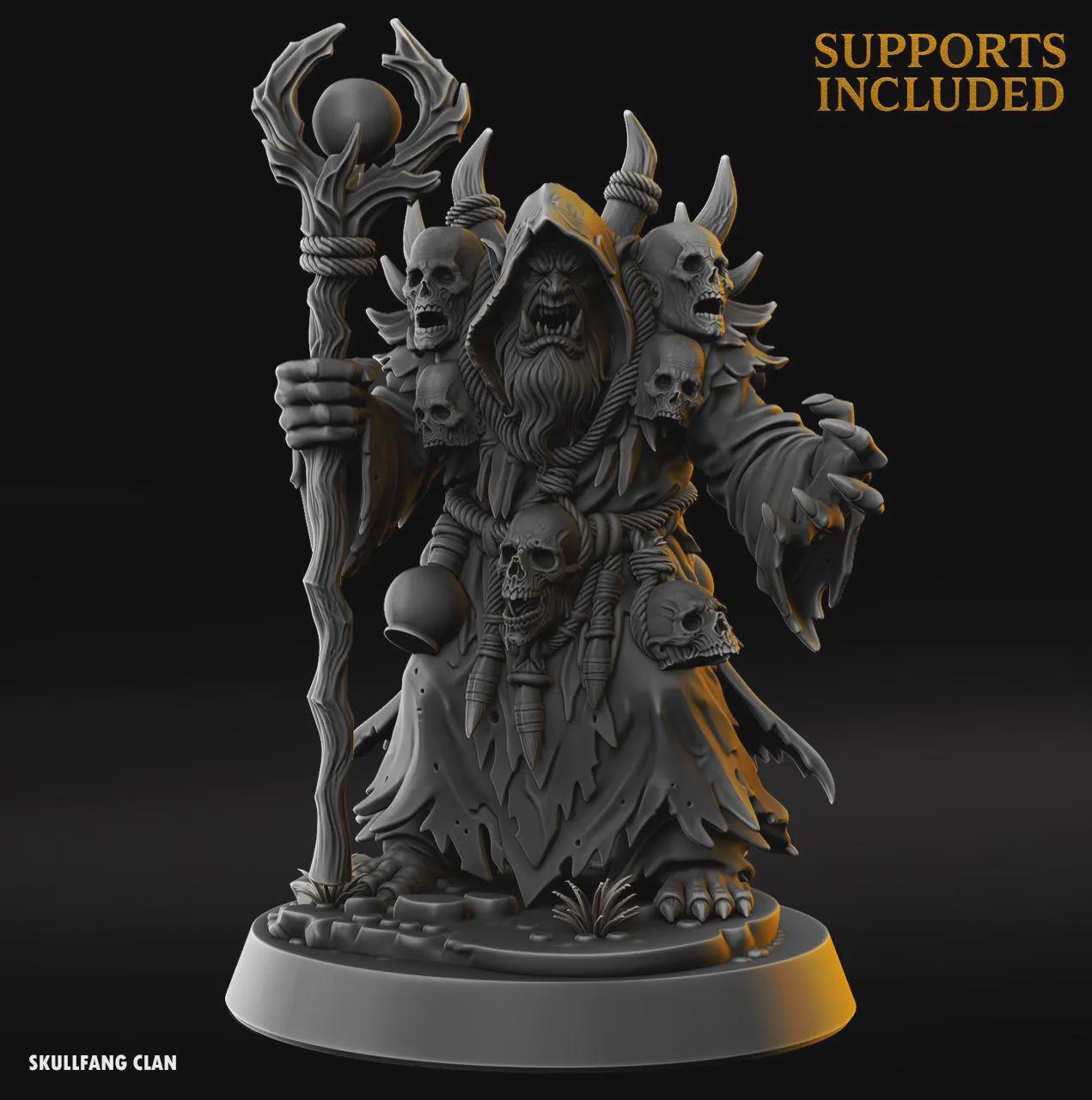 Orc Necromancer - Fantasy Tabletop Wargame Model 3D Resin Printed DnD