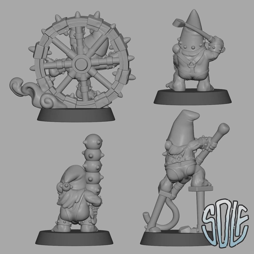 3D Printed Gnome Warriors: Fantasy Tabletop Miniatures (25mm Scale, Set of 8)
