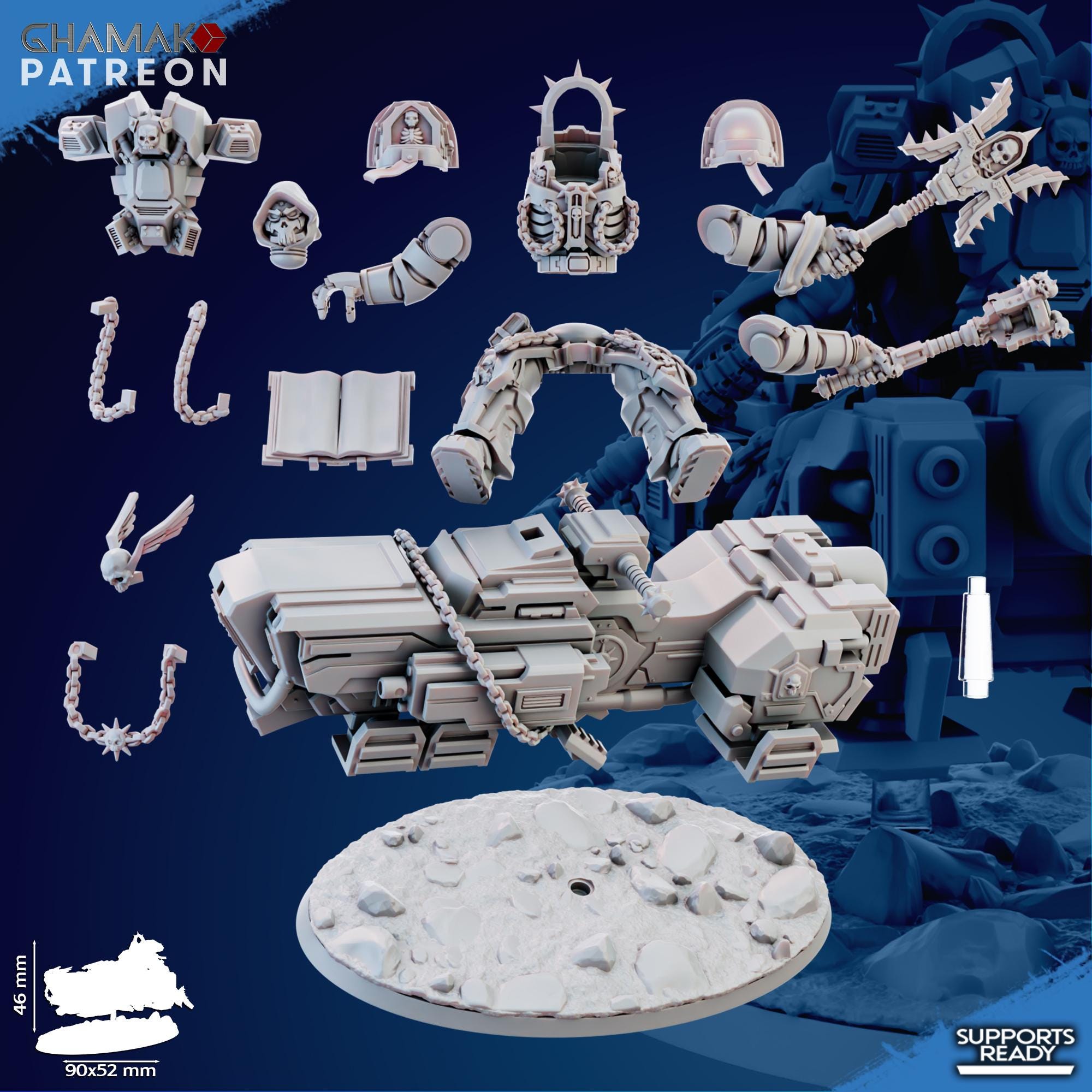 Pontifex of war on A-Grav bike - Tabletop Proxy Marines Sci Fi Knights Wargaming Chaplain