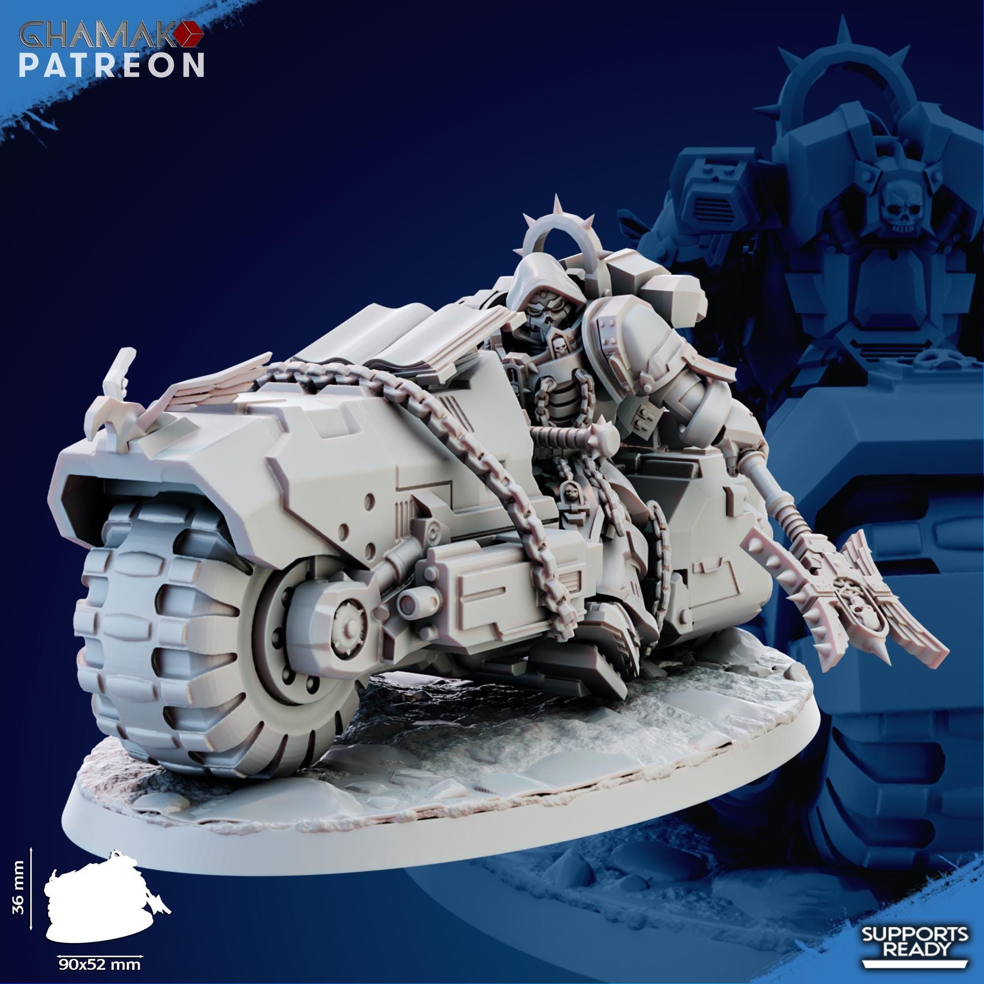 Pontifex of war on bike - Tabletop Proxy Marines Sci Fi Knights Wargaming Chaplain