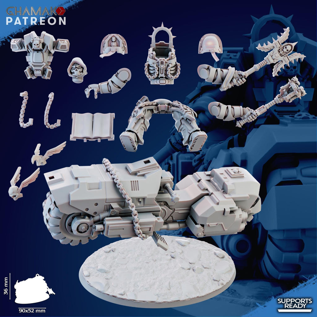 Pontifex of war on bike - Tabletop Proxy Marines Sci Fi Knights Wargaming Chaplain