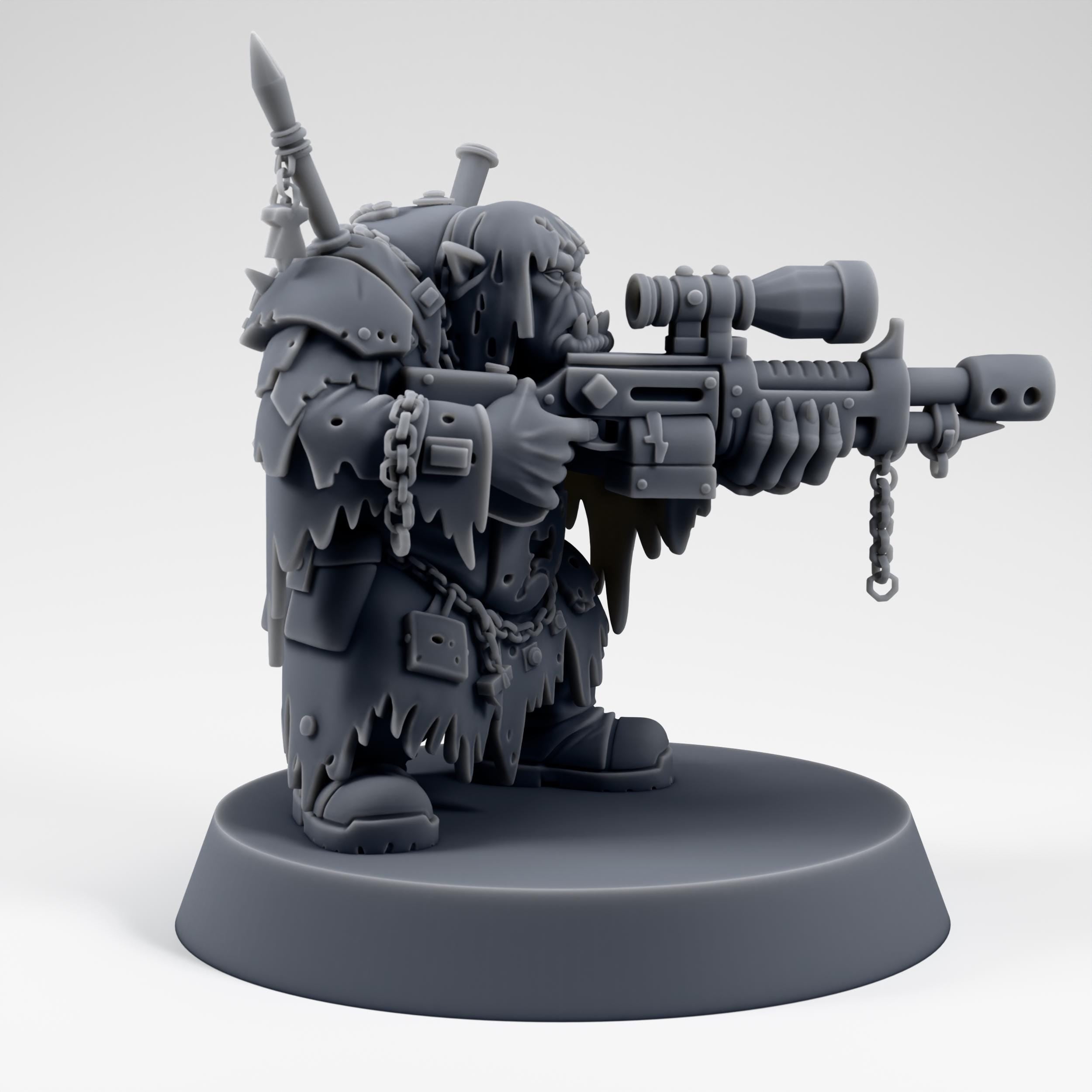 Orc Sniper - Tabletop Sci Fi Space Orcs Wargaming Proxy - 3D Printed Resin