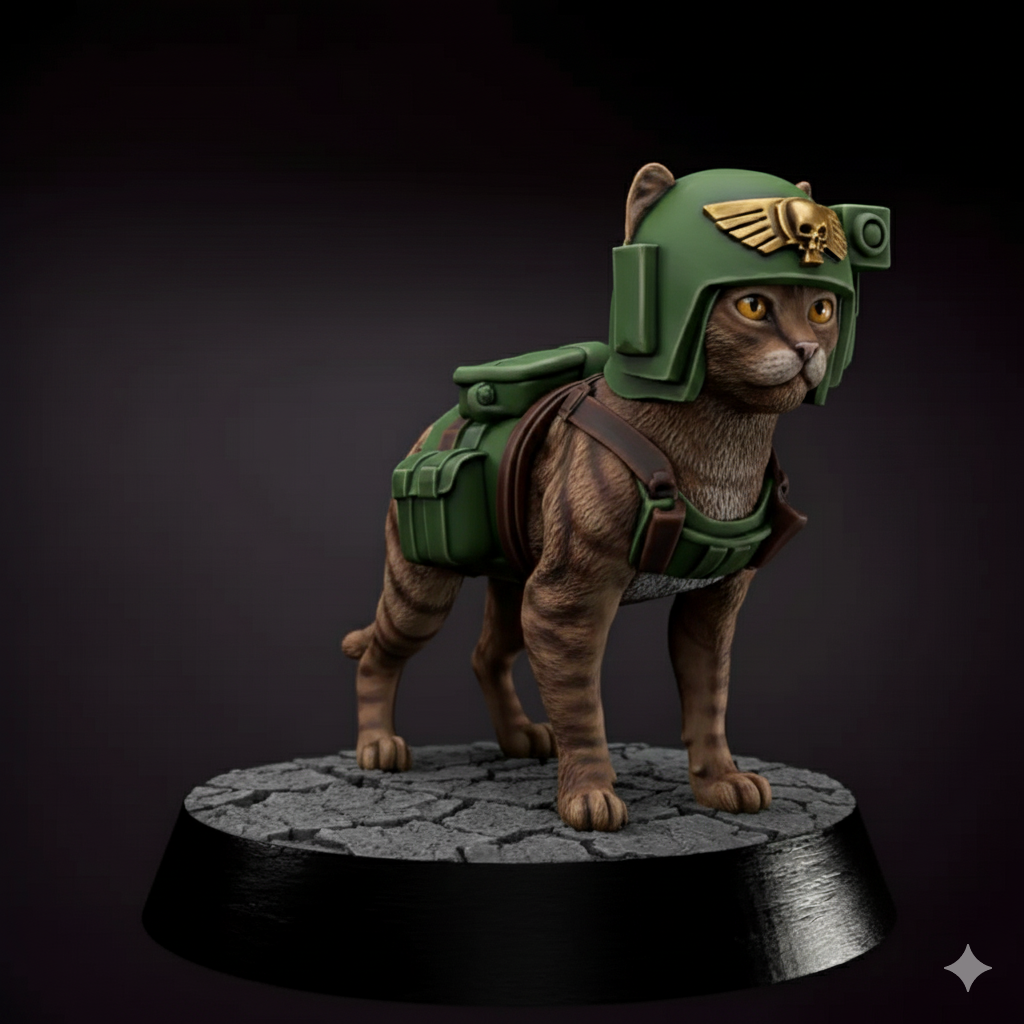 Grimdark Imperial Cat Model Gift Tabletop Sci Fi Model Proxy